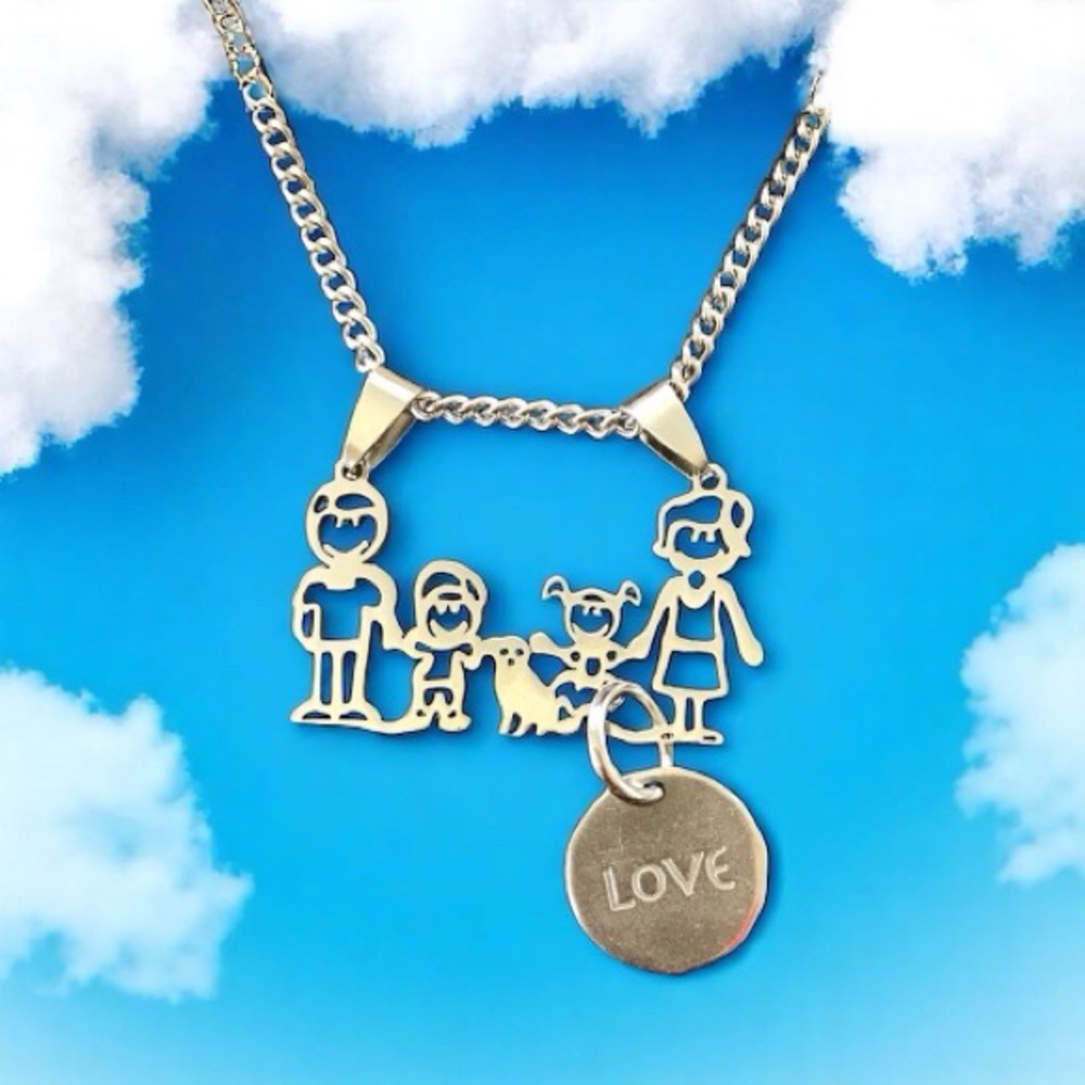🆕 Family of Five Pendant Necklace Stainless Steel